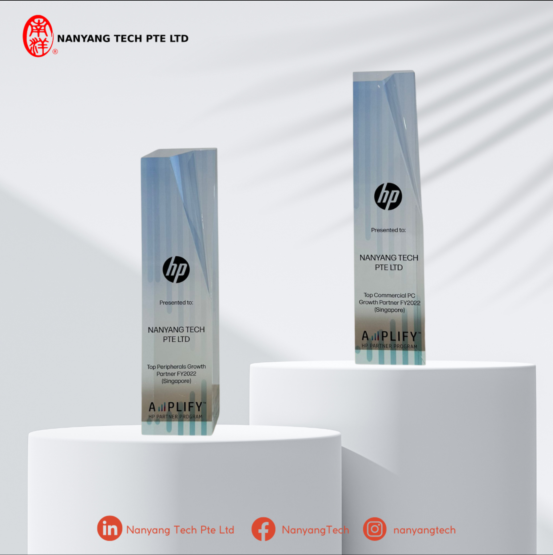 Nanyang Tech Pte Ltd awarded Top Peripherals and Commercial PC Growth Partner FY2022 (HP Amplify Award)