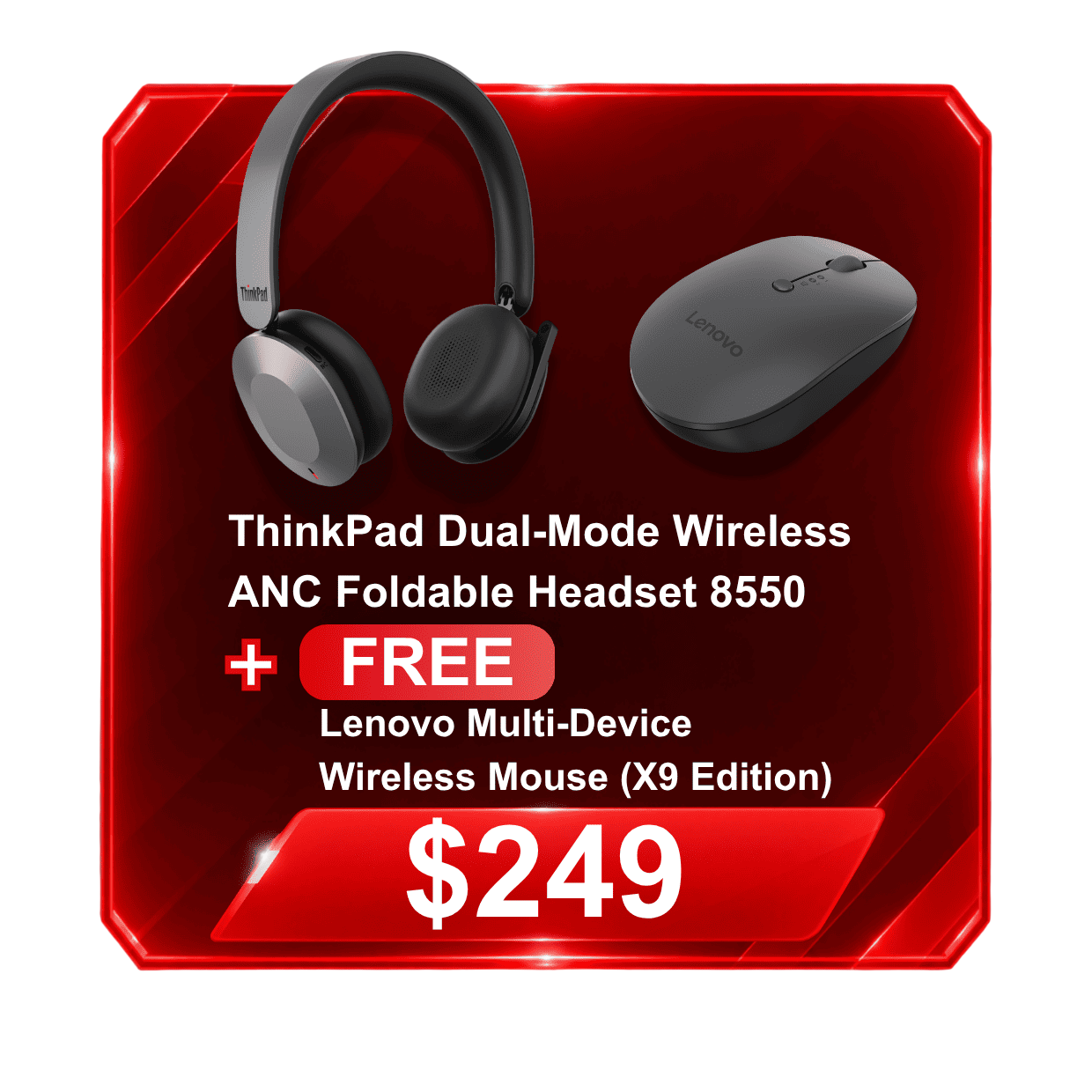 ThinkPad Dual-Mode Wireless ANC Foldable Headset 8550 + FREE Lenovo Multi-Device Wireless Mouse (X9 Edition) - $268